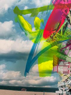 Paul Andre Larocque Paul Andre Larocque Mixed Media Abstract Painting Of a Ship on the Beach - 4214887