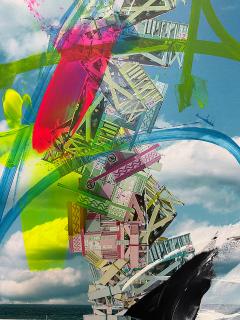 Paul Andre Larocque Paul Andre Larocque Mixed Media Abstract Painting Of a Ship on the Beach - 4214894