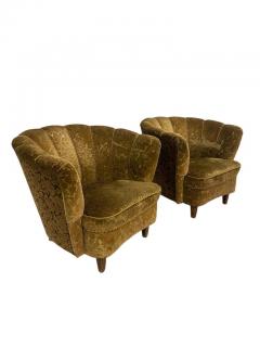 Paul Boman Pair of Finnish Design Curved Armchairs Attr Paul Boman Circa 1940s - 3943997