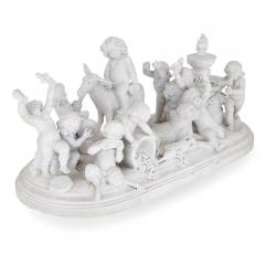 Paul Brou Large marble sculpture of Silenus and his entourage by Paul Brou - 1653262