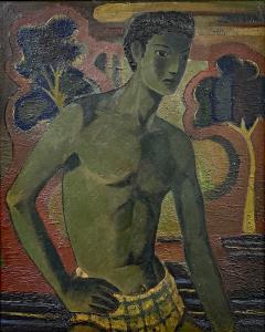 Paul Cocagne Paul Cocagne Belgian 1910 1994 Portrait of a Young Man in Swimsuit c 1945 - 4664002