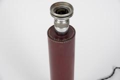 Paul Dupr Lafon 1950s Stitched Leather lamp in the style of Paul Dup Lafon - 2900131