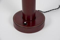 Paul Dupr Lafon 1950s Stitched Leather lamp in the style of Paul Dup Lafon - 2900132