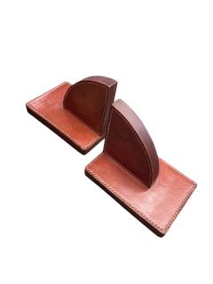 Paul Dupr Lafon 1950s Stitched leather bookends by Paul Dupr Lafon and Herm s - 4534320