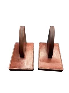 Paul Dupr Lafon 1950s Stitched leather bookends by Paul Dupr Lafon and Herm s - 4534321