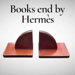 Paul Dupr Lafon 1950s Stitched leather bookends by Paul Dupr Lafon and Herm s - 4534322