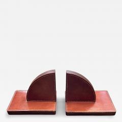 Paul Dupr Lafon 1950s Stitched leather bookends by Paul Dupr Lafon and Herm s - 4534389