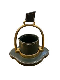 Paul Dupr Lafon 1950s Stitched leather pen holder by Paul Dupr Lafon for Herm s - 4581618
