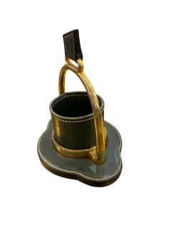 Paul Dupr Lafon 1950s Stitched leather pen holder by Paul Dupr Lafon for Herm s - 4581619