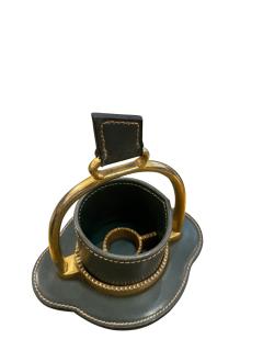 Paul Dupr Lafon 1950s Stitched leather pen holder by Paul Dupr Lafon for Herm s - 4581620