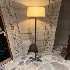 Paul Dupr Lafon 1980s Stitched Leather Floor Lamp Steel X Base after Paul Dupr Lafon - 3591613