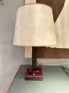 Paul Dupr Lafon rare leather Table lamp - 2996102