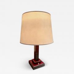 Paul Dupr Lafon rare leather Table lamp - 2997744