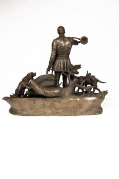 Paul Edouard Delabrierre Bronze statuary L Hallali hunting scene signed E Delabrierre C A 1875 - 3167496