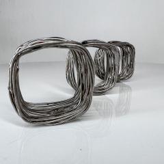 Paul Evans 1970s Brutalist Modern Sculptural Set of 3 Chrome Wire Napkin Ring Holders - 2652746