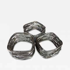 Paul Evans 1970s Brutalist Modern Sculptural Set of 3 Chrome Wire Napkin Ring Holders - 2658730