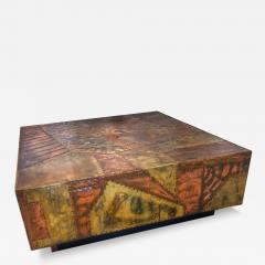 Paul Evans American Mid Century Modern Copper and Brass Patchwork Coffee Table Paul Evans - 4279161