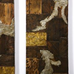 Paul Evans Brutalist 4 Panel Wall Mounted Sculpture in Mixed Metal Patchwork by Paul Evans - 3108863