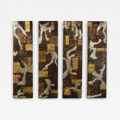 Paul Evans Brutalist 4 Panel Wall Mounted Sculpture in Mixed Metal Patchwork by Paul Evans - 3110939