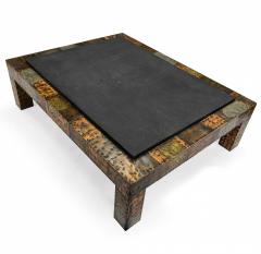 Paul Evans Brutalist Mixed Metal and Slate Coffee Table - 1438688