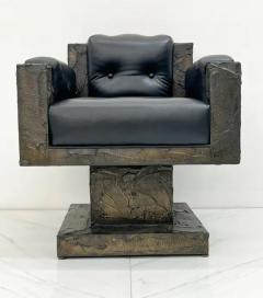 Paul Evans Early Paul Evans Sculpted Bronze Throne Chair Signed and Dated 1969 - 3176146