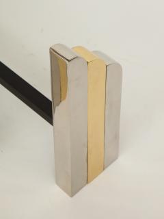 Paul Evans Evans Style Chrome Brass Modern Skyscraper Andirons - 774402