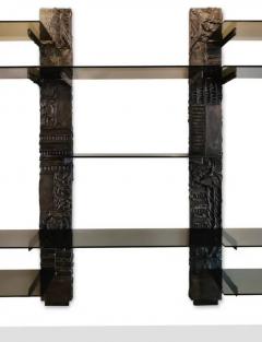 Paul Evans Exceptional Large Signed Paul Evans 1969 Directional Sclupted Bronze Wall Unit - 3208729