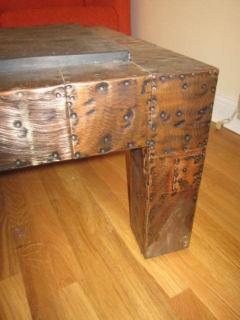 Paul Evans Fabulous Paul Evans Brutalist Metal Patchwork Coffee Table Signed Slate Top - 1350419