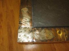 Paul Evans Fabulous Paul Evans Brutalist Metal Patchwork Coffee Table Signed Slate Top - 1350465