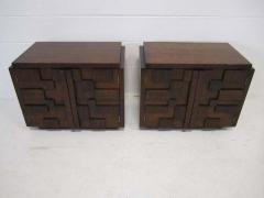 Paul Evans Gorgeous Pair of Paul Evans Inspired Brutalist Mosaic Nightstands from Lane - 1748220