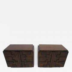 Paul Evans Gorgeous Pair of Paul Evans Inspired Brutalist Mosaic Nightstands from Lane - 1750255