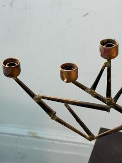 Paul Evans MID CENTURY BRUTALIST MIXED METALS CANDELABRA ON NATURAL MARBLE BASE - 3047066