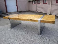 Paul Evans Magnificent Signed Paul Evans Burled Wood and Chrome Cityscape Dining Table - 1612817