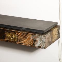 Paul Evans Mid Century Brutalist Patchwork Granite Top Wall Mounted Console by Paul Evans - 3352917