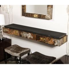Paul Evans Mid Century Brutalist Patchwork Granite Top Wall Mounted Console by Paul Evans - 3352928