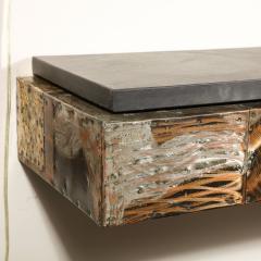 Paul Evans Mid Century Brutalist Patchwork Granite Top Wall Mounted Console by Paul Evans - 3352984