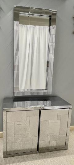 Paul Evans Mid Century Modern Paul Evans Cityscape Mirrored Cabinet and Mirror Vanity - 2485729
