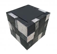 Paul Evans Mid Century Modern Paul Evans Studio Argente Cube Side Table in Black White - 2233932
