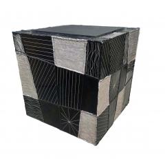 Paul Evans Mid Century Modern Paul Evans Studio Argente Cube Side Table in Black White - 2233934