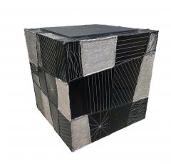 Paul Evans Mid Century Modern Paul Evans Studio Argente Cube Side Table in Black White - 2233938