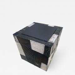 Paul Evans Mid Century Modern Paul Evans Studio Argente Cube Side Table in Black White - 2237230