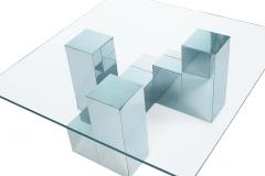 Paul Evans Mid Century Modern Paul Evans Style Chrome and Glass Square Cocktail Table - 2454077