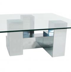 Paul Evans Mid Century Modern Paul Evans Style Chrome and Glass Square Cocktail Table - 2454080