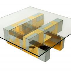 Paul Evans Mid Century Paul Evans Cityscape Brass Chrome and Glass Square Cocktail Table - 4292924