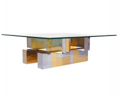 Paul Evans Mid Century Paul Evans Cityscape Brass Chrome and Glass Square Cocktail Table - 4292925