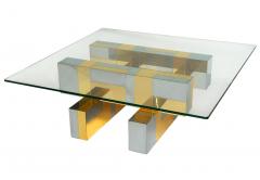 Paul Evans Mid Century Paul Evans Cityscape Brass Chrome and Glass Square Cocktail Table - 4292930