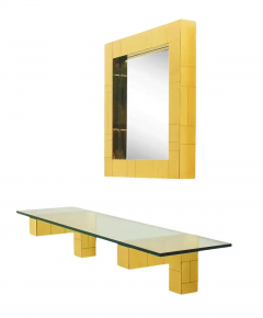 Paul Evans Mid Century Paul Evans Cityscape Wall Mirror Console Table Shelf in Brass - 2518293