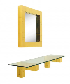 Paul Evans Mid Century Paul Evans Cityscape Wall Mirror Console Table Shelf in Brass - 2518294