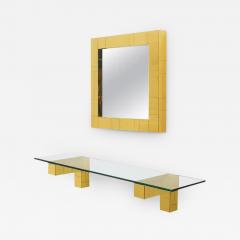 Paul Evans Mid Century Paul Evans Cityscape Wall Mirror Console Table Shelf in Brass - 2519616