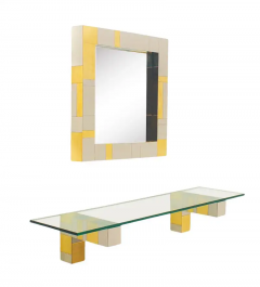 Paul Evans Mid Century Paul Evans Wall Mirror Console Table Shelf in Brass Chrome - 2518312